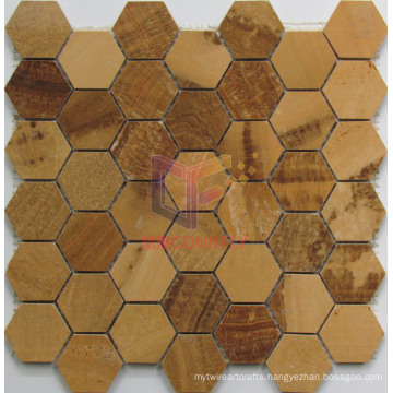 Wooden Yellow Marble Mosaic (CFS1048)